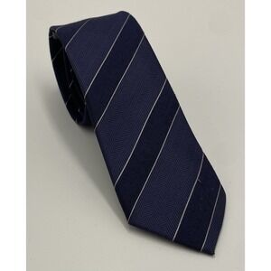 John Varvatos Men's Silk Linen Blend Striped Skinny Neck Tie Blue